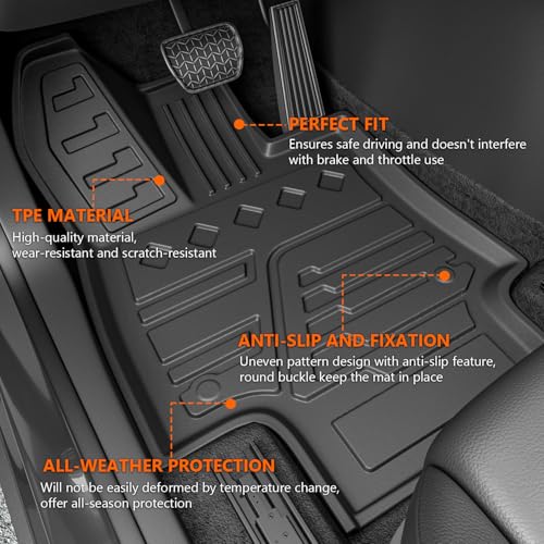 powoq Floor Mat Compatible with 2019 2020 2021 2022 2023 2024 2025 Toyota RAV4 Trunk Mat TPE Cargo Liner Replacement for 2019-2025 Toyota RAV4 Accessories (Fit 2019-2025, Rear Trunk Mat + Floor Mats) - Image 3