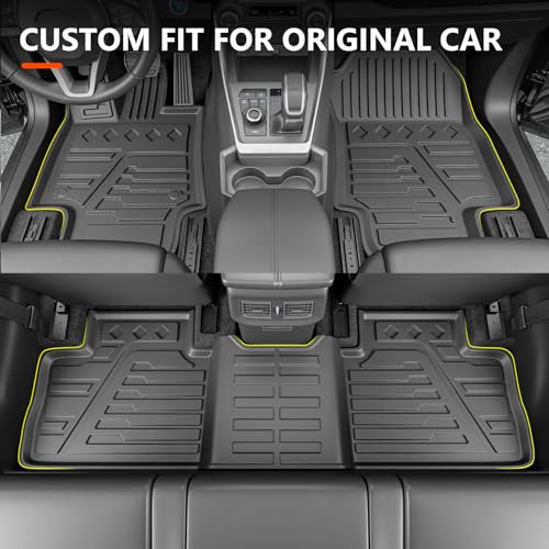 powoq Floor Mat Compatible with 2019 2020 2021 2022 2023 2024 2025 Toyota RAV4 Trunk Mat TPE Cargo Liner Replacement for 2019-2025 Toyota RAV4 Accessories (Fit 2019-2025, Rear Trunk Mat + Floor Mats) - Image 4