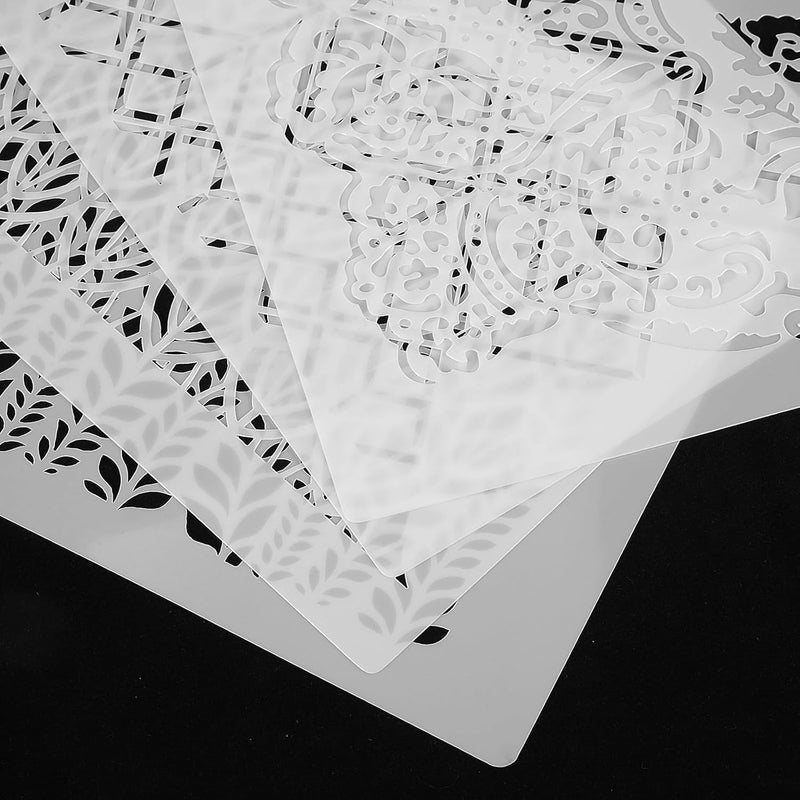 PATKAW 4pcs Cake Decorating Stencils Set for DIY Baking, Hollow-Out Fondant and Painting Templates, Reusable Stencil Tools for Cake Printing and Craft Journaling - Image 5