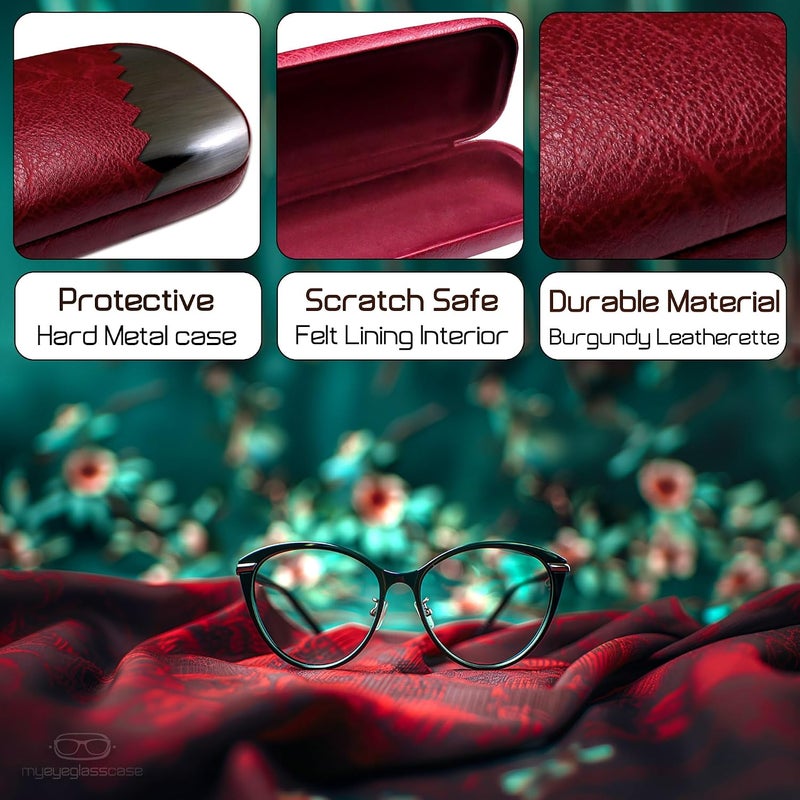 MyEyeglassCase علبة نظارات صلبة للسيدات من | علبة نظارات صلبة واقية مع حقيبة وقطعة قماش - Image 3