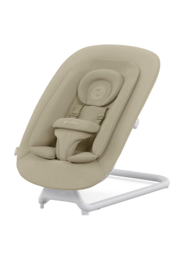 cybex Lemo Self-Bouncing Baby Bouncer For Playing And Relaxing With Adjustable Harness And Breathable Mesh Backrest, Comfort Inlay With Head Hugger, And Stand, Sand White 