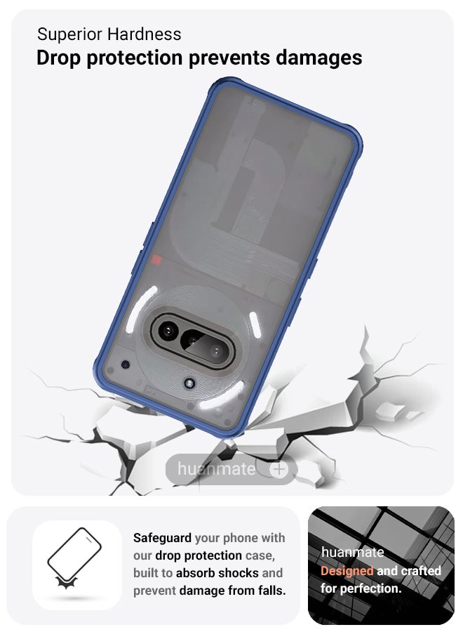 huanmate Nothing Phone (3a) Smoked Frosted Case Cover - Blue - Semi-Transparent Matte Finish, Lightweight u0026 Stylish - Precise Cut-outs - Easy to Install u0026 Remove - Durable Protective Shield for Your Nothing Phone (3a) - Image 4