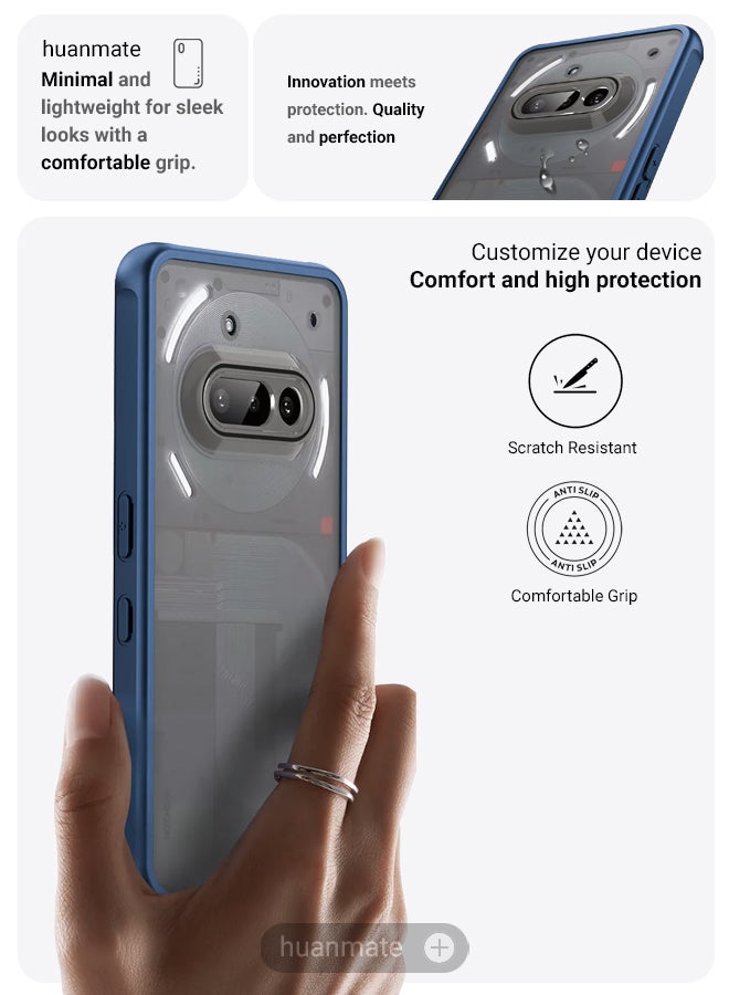 huanmate Nothing Phone (3a) Smoked Frosted Case Cover - Blue - Semi-Transparent Matte Finish, Lightweight u0026 Stylish - Precise Cut-outs - Easy to Install u0026 Remove - Durable Protective Shield for Your Nothing Phone (3a) - Image 3