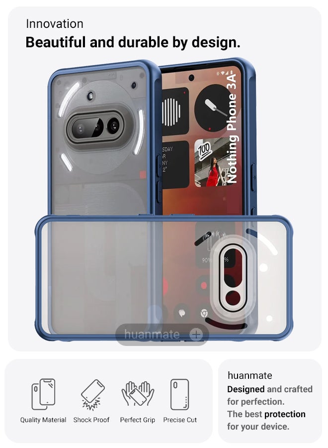 huanmate Nothing Phone (3a) Smoked Frosted Case Cover - Blue - Semi-Transparent Matte Finish, Lightweight u0026 Stylish - Precise Cut-outs - Easy to Install u0026 Remove - Durable Protective Shield for Your Nothing Phone (3a) - Image 2