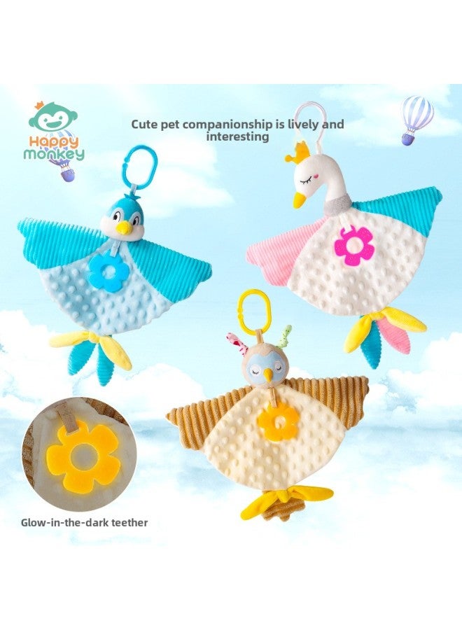 Happy Monkey Bubble Comfort Towel Can Be Imported Cartoon Finger Doll Luminous Tooth Glue Baby Toy-Color:Ambient Towel-Swan