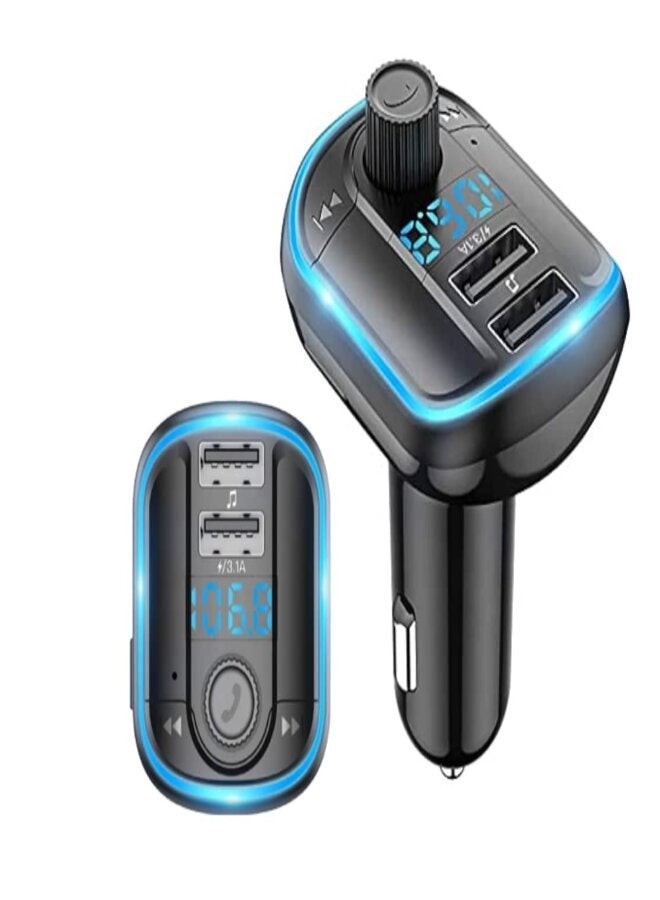 Yesido Bluetooth V5.0 FM Transmitter 3.1A Dual USB Car Charger RGB Backlit Light LED Digital Display Wireless Radio Adapter HiFi Music Play Car Kit with Mic Hands Free Calls - Image 3