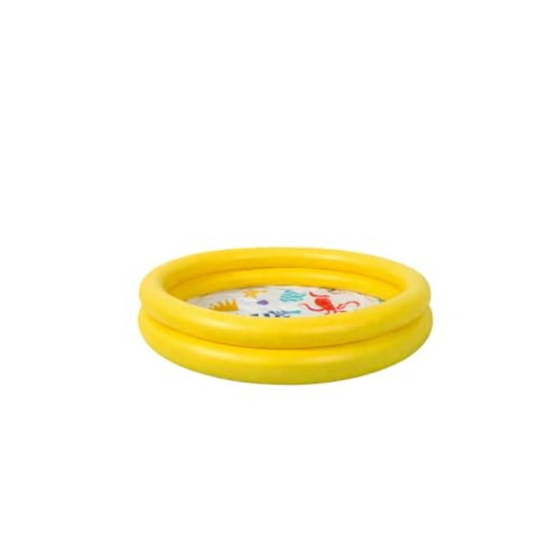 Sea Animal 2-Ring Round Inflatable Splash Pool, Yellow, 76x20 cm Yellow - Image 5