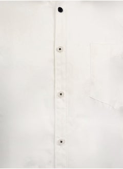 Dennis Lingo Men white regular fit solid full sleeves button down cotton blend shirts with button closure featuring a spread collar- your next go-to for effortless flair.  - Image 3