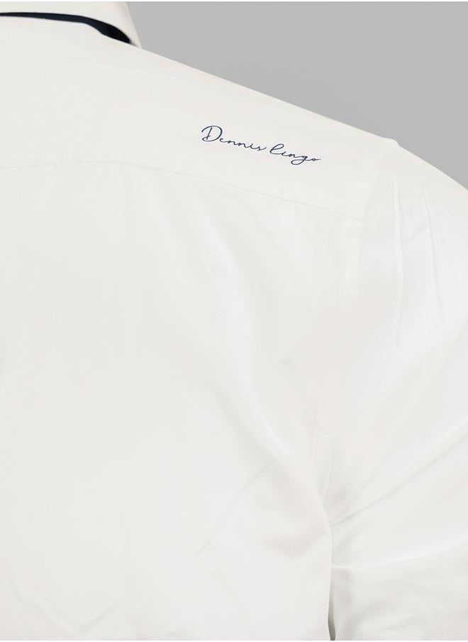 Dennis Lingo - Men white regular fit solid full sleeves button down cotton blend shirts with button closure featuring a spread collar- your next go-to for effortless flair. - Image 1