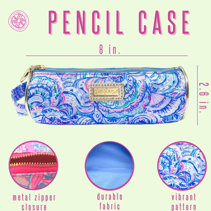 Lilly Pulitzer Cute Pencil Case, Colorful Zipper Pouch for Office Supplies, Small Travel Bag with Carrying Handle, Happy As A Clam - Image 3
