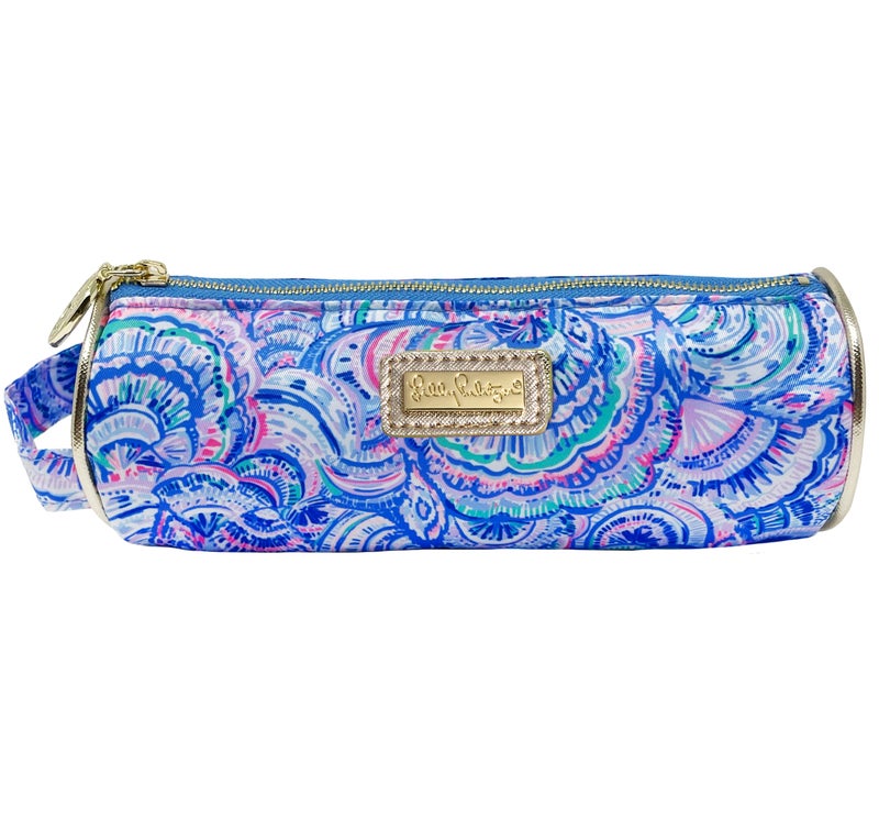 Lilly Pulitzer Cute Pencil Case, Colorful Zipper Pouch for Office Supplies, Small Travel Bag with Carrying Handle, Happy As A Clam - Image 1