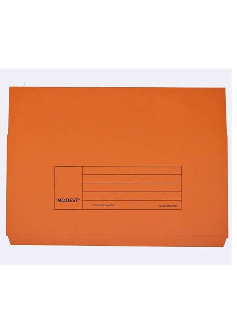 MODEST Modest Document Wallet Folder Full Flap/Cover F4 300gsm Orange Color Pack Of 20  - Image 1