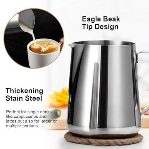 Bridge2shopping Stainless Steel Milk Frothing Pitcher, Professional Barista Grade Latte Art Jug with Measurement Markings, with Decorating Pen Latte Art Coffee (1, 550 ML) - Image 5