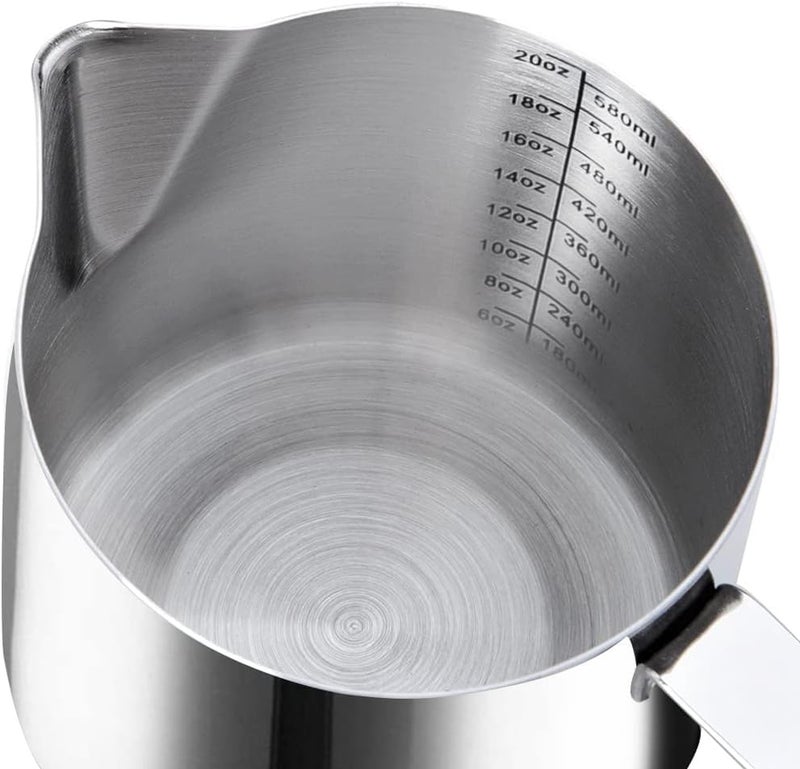 Bridge2shopping Stainless Steel Milk Frothing Pitcher, Professional Barista Grade Latte Art Jug with Measurement Markings, with Decorating Pen Latte Art Coffee (1, 550 ML) - Image 3