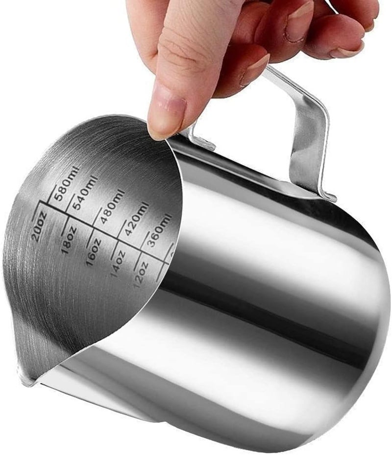 Bridge2shopping Stainless Steel Milk Frothing Pitcher, Professional Barista Grade Latte Art Jug with Measurement Markings, with Decorating Pen Latte Art Coffee (1, 550 ML) - Image 2