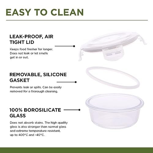 SOPL-OLIVEWARE Grace Glassware Round Lunchbox, Napkin & Steel Spoon, Borosilicate Glass & Microwave Proof, Set of 3 (400ml) - Grey - Image 3