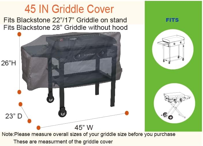 acoveritt RPET Frabric Cover for Blackstone 22" and 28" Single Shelf Griddle Cover, Black； - Image 3