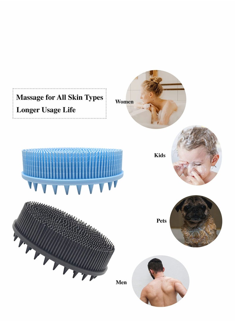 Captaintech - Upgrade 2 in 1 Bath and Shampoo Brush Silicone Body Scrubber for Use Shower Exfoliating Premium Loofah Head Scrubber Scalp Massager Brush Wet Dry Easy to Clean - Image 1