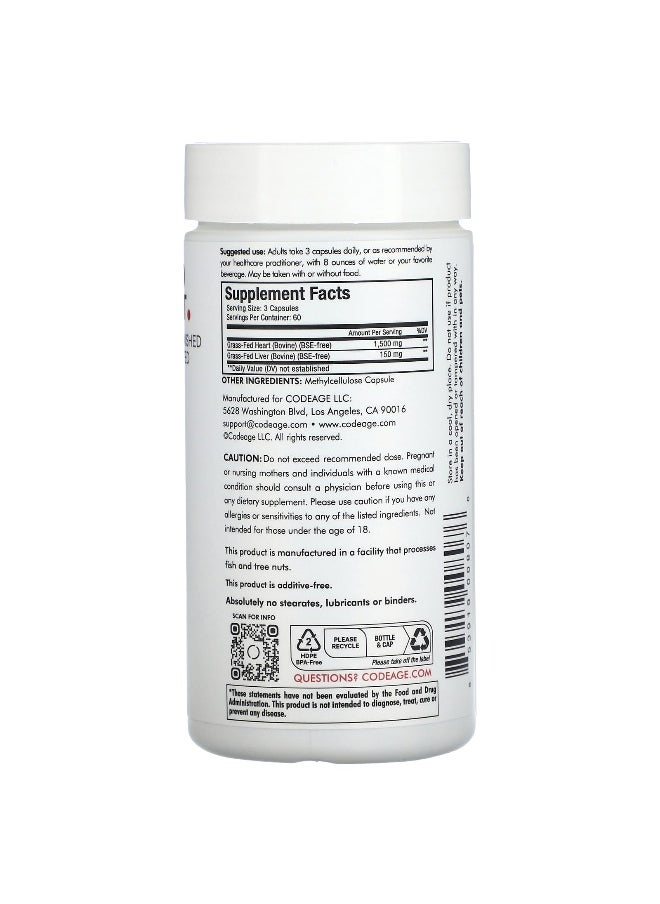 Codeage - Codeage, Grass-Fed , Beef Heart, Pasture Raised, 180 Capsules - Image 1