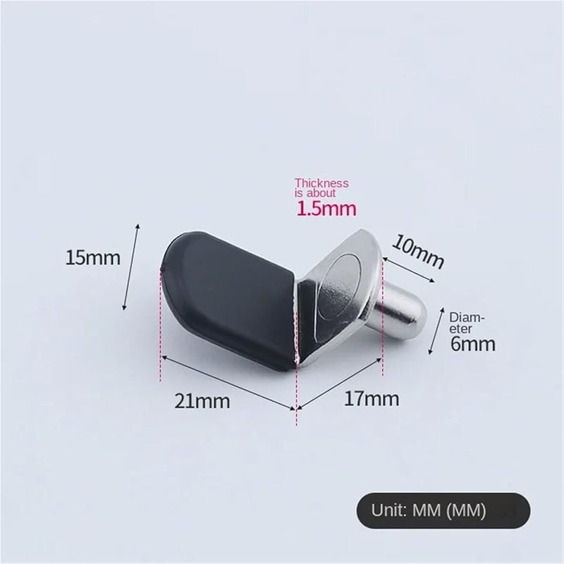 Glass Clamp Bracket Cabinet Support Shelf Pin Metal Fixation Style 2 Silver 100pcs - Image 3