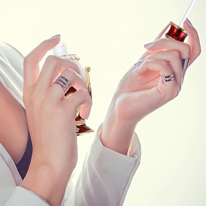 MAGICLULU زجاجة عطر زجاجية قديمة فارغة 25 مل بتاج أحمر تصميم قابل لإعادة التعبئة حاوية عطور عربية لزيوت العطور الشرق أوسطية ديكور منزلي - Image 4