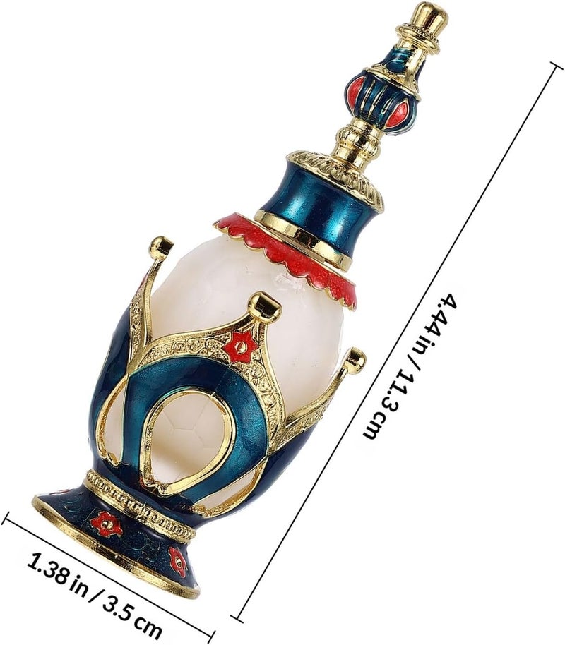 MAGICLULU زجاجة عطر زجاجية قديمة فارغة 25 مل بتاج أحمر تصميم قابل لإعادة التعبئة حاوية عطور عربية لزيوت العطور الشرق أوسطية ديكور منزلي - Image 1