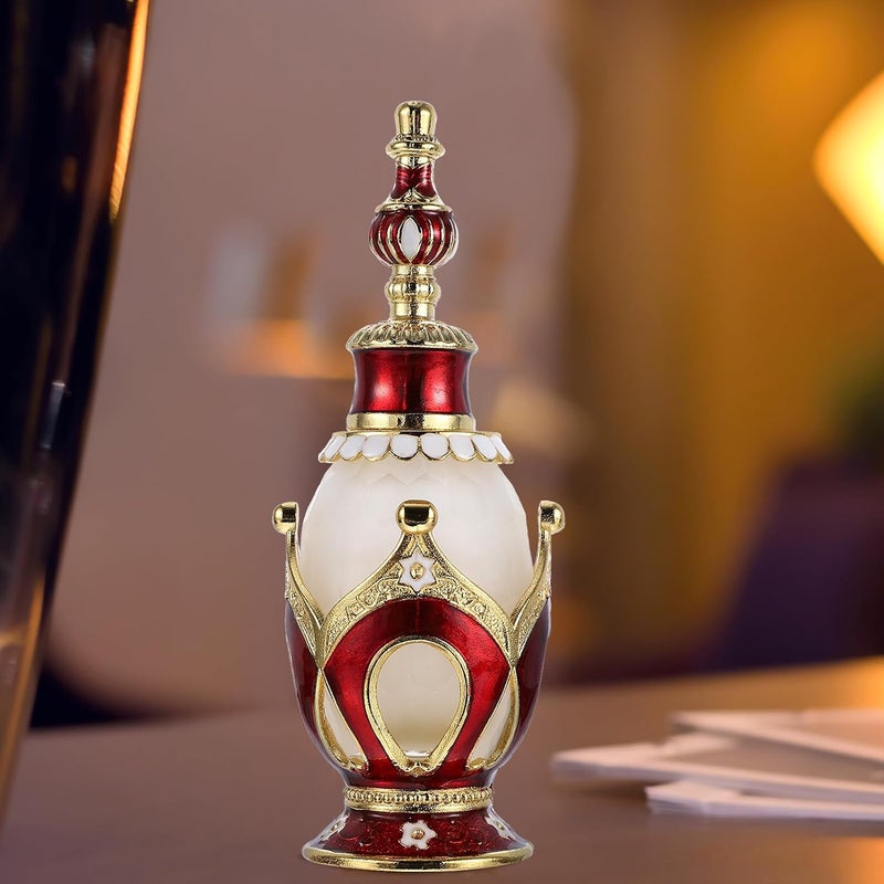 MAGICLULU زجاجة عطر زجاجية قديمة فارغة 25 مل بتاج أحمر تصميم قابل لإعادة التعبئة حاوية عطور عربية لزيوت العطور الشرق أوسطية ديكور منزلي - Image 5