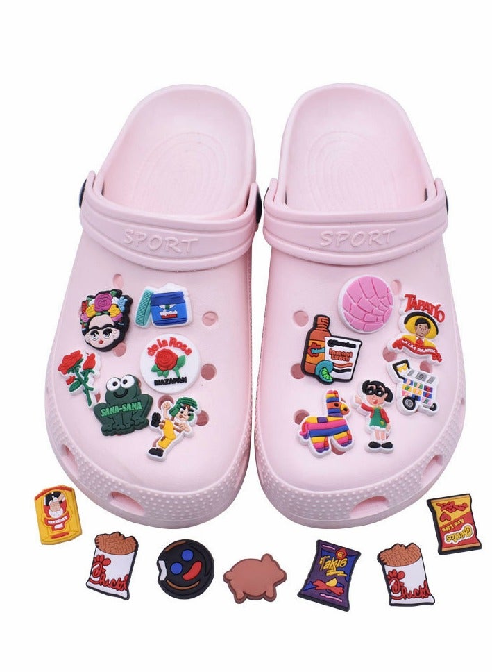 SYOSI Shoes Decorations Charms Crocs Charms Jibbitz Sandals Buckle Party Birthday Gift, Mexico Charms Bracelet Wristband Decorations for Adult Men Women Kids 47Pcs - Image 3