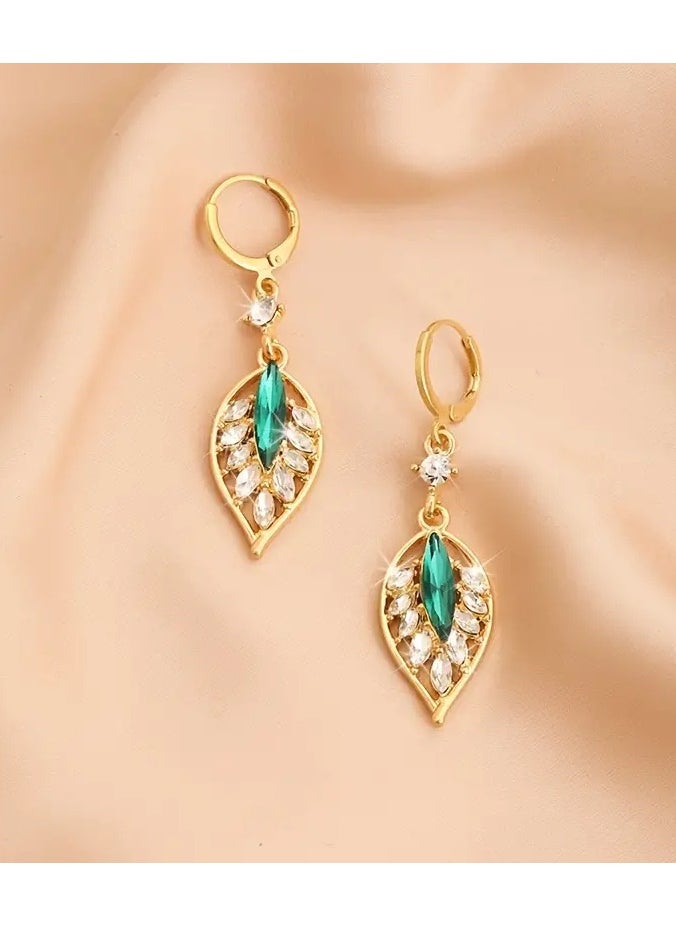 Goolsky 2pcs/pair Exquisite Hollow Out Leaf Dangle Earrings, Elegant Party Fashion Jewelry  - Image 1