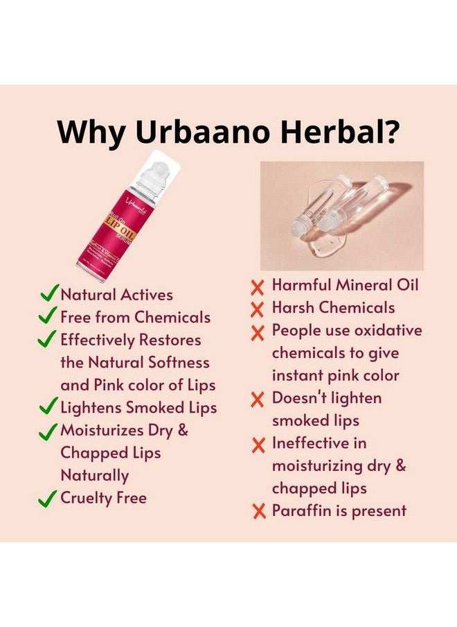 Urbaano herbal Lip Serum Oil For Dark Dry Pigmented And Chapped Lips Men Women & Teenagers Hydrate Lips Restores Lip Naturally 10Ml  - Image 4