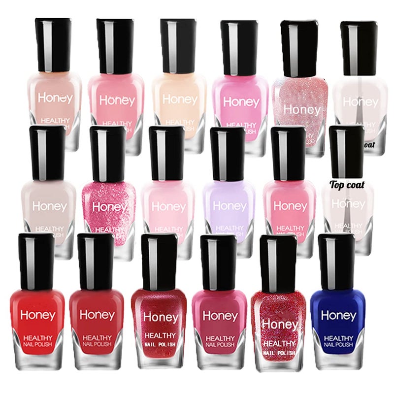 Non Toxic Nail Polish Set, Easy Peel Off and Fast Dry Nail Polish Set for Pack, Eco Friendly & Organic Water Based Nail Polish for Women,Teens (18 Bottles)