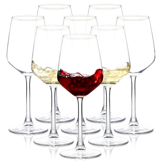 WINE GLASSES SET OF 8 12OZ CLEAR REDWHITE LONG STEM WINE GLASSES FOR PARTY WEDDING AND HOME