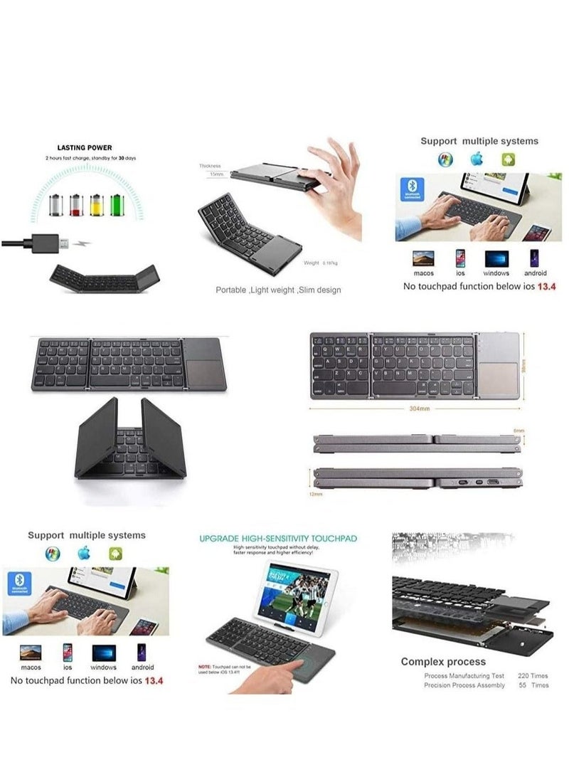 Foldable Bluetooth Keyboard, Rechargeable Portable Wireless Keyboard with Touchpad compatible with Iphone12 Pro Max,Tablet,iPad - Image 5