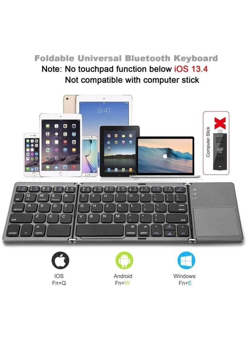 Foldable Bluetooth Keyboard, Rechargeable Portable Wireless Keyboard with Touchpad compatible with Iphone12 Pro Max,Tablet,iPad - Image 2