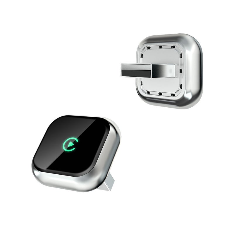 مُحول لاسلكي CarPlay و Android Auto 2 في 1، دونقل CarPlay ذكي من سلكي إلى لاسلكي مع كابلات USB إلى USB و USB إلى Type C، صندوق توصيل راديو السيارة الأصلي، فضي - Image 2