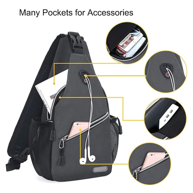 MOSISO Mini Sling Backpack,Small Hiking Daypack Travel Outdoor Casual Sports Bag, Space Gray - Image 2