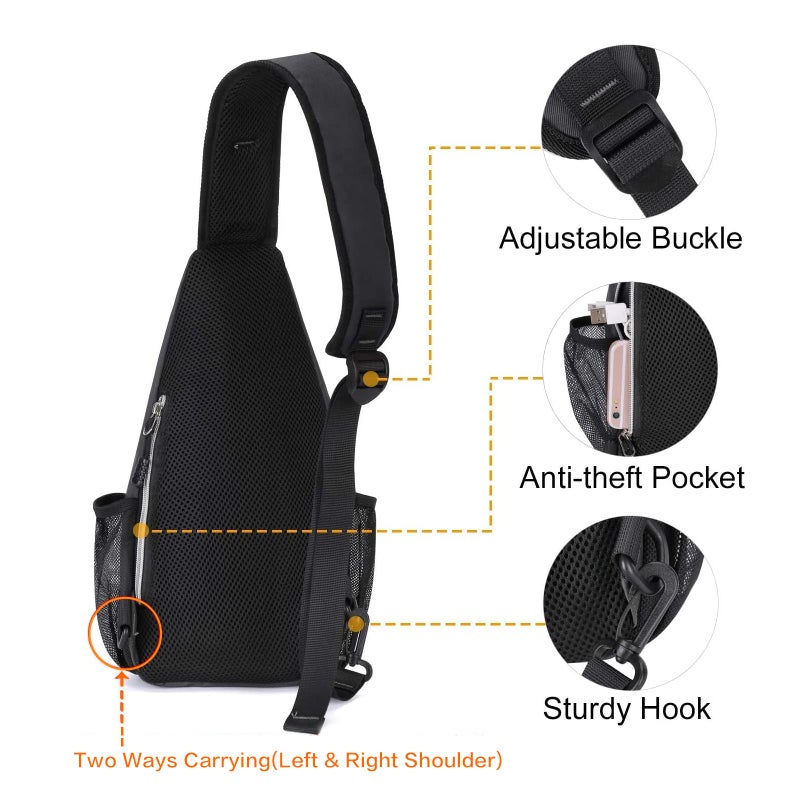 MOSISO Mini Sling Backpack,Small Hiking Daypack Travel Outdoor Casual Sports Bag, Space Gray - Image 4