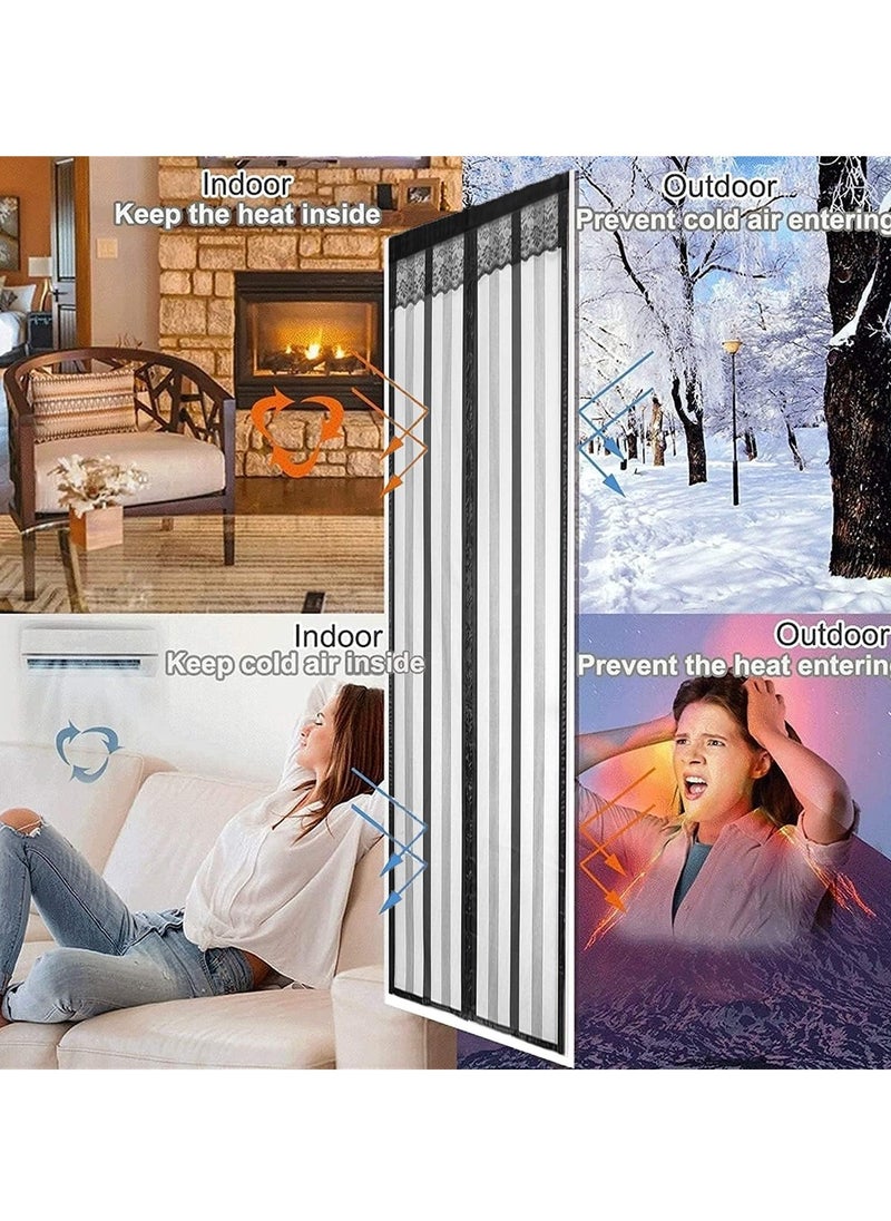SYOSI - Insulated Door Curtain - Thermal Magnetic Self-Sealing Door Screen - EVA Keep Bugs Out - Hand Free Closure-for Kitchen/Air Conditioner Room/Patio (100 x 210CM) - Image 1