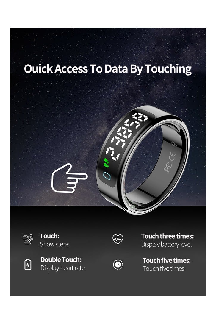 Smart Ring with LED Display Screen, Fitness Tracker, Activity Trackers for ManWomen -SleepExercise Monitor,Waterproof Sleep Tracking Wearable (Black, 12) - Image 2