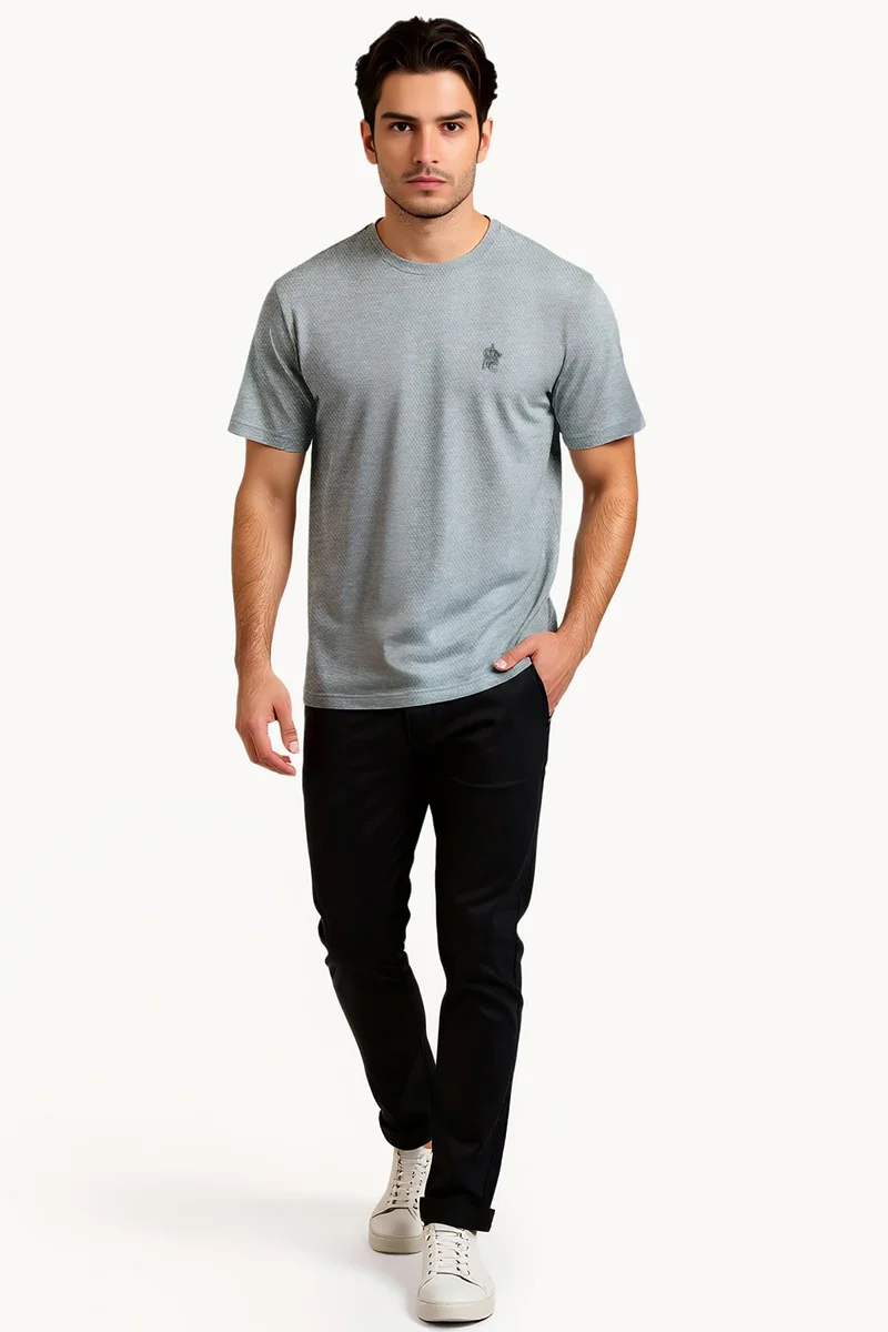 فرنش كونكشن Popcorn Textured Crew Neck T-Shirt