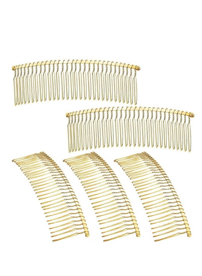 5 قطع من أمشاط الشعر المعدنية الذهبية، 30 سنًا لإكسسوارات طرحة الزفاف - Image 1