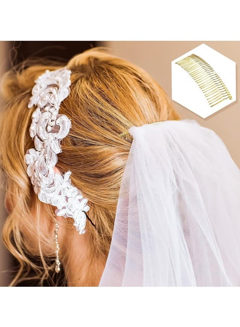 5 قطع من أمشاط الشعر المعدنية الذهبية، 30 سنًا لإكسسوارات طرحة الزفاف - Image 5