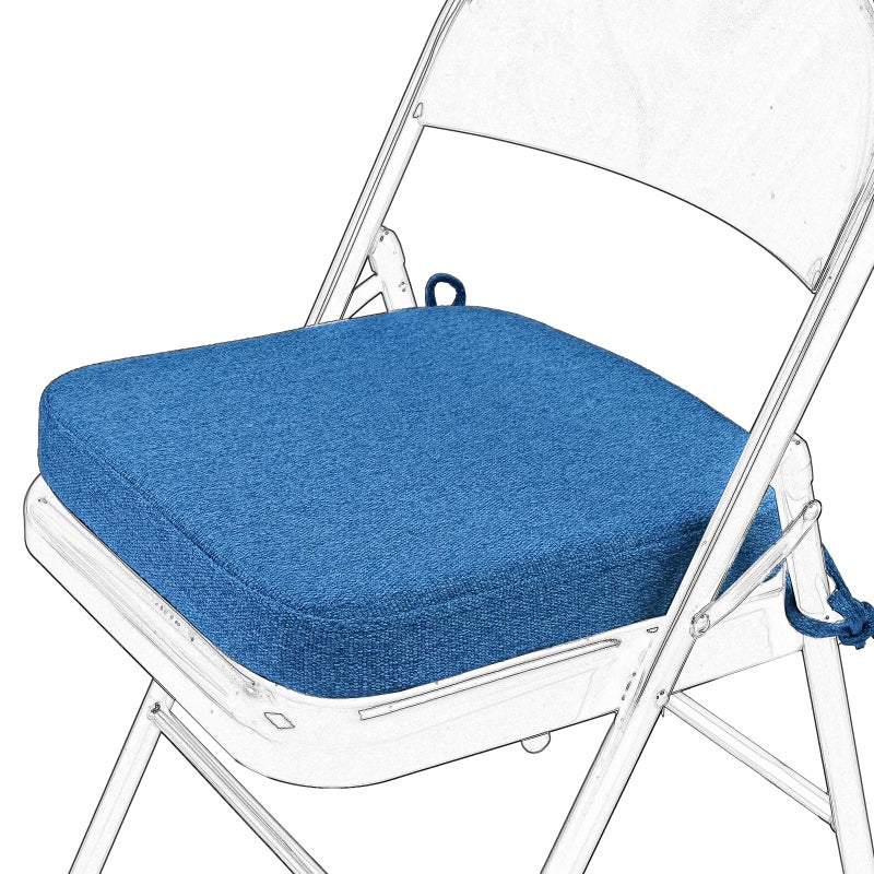 SINOSSO Memory Foam Chair Cushion for Folding Chair 1 Pcs Thickened 2 Square Kitchen Chair Pad with Ties Indoor NonSlip Dining Chair Seat Cushion 1 Piece Blue - Image 2