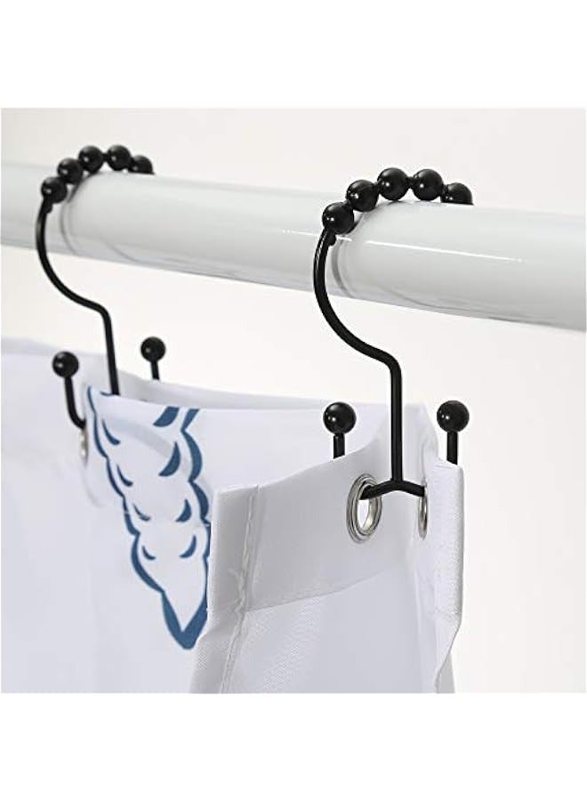 Black Stainless Steel Shower Curtain Hooks - Rust-Proof Double Sliding Rings for Shower Curtain  Liners - Image 1