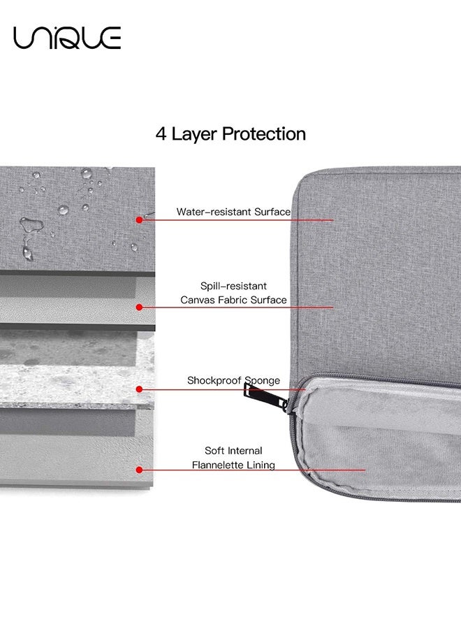 Unique 13.3 inch Laptop Sleeve Bag Compatible with MacBook Air Mac Pro M1 Surface Lenovo Dell HP Computer Bag Accessories Polyester Case with Pocket - Light Grey - Image 3