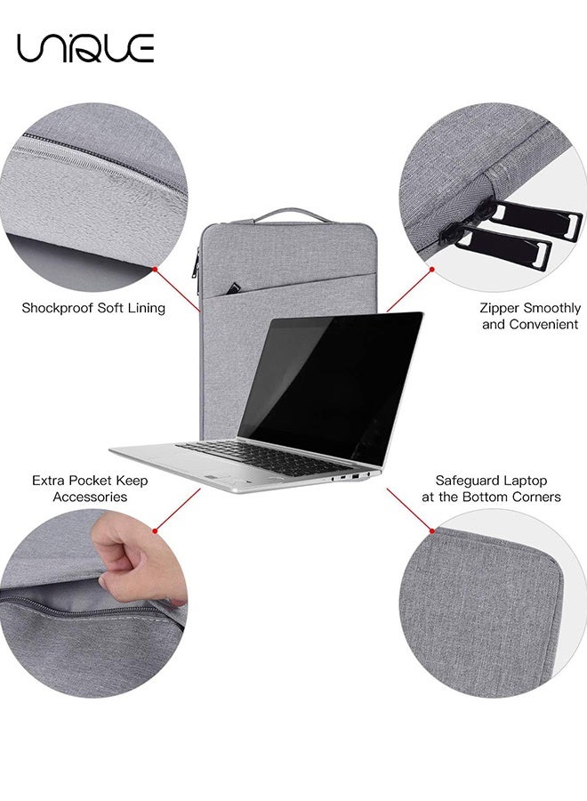 Unique 13.3 inch Laptop Sleeve Bag Compatible with MacBook Air Mac Pro M1 Surface Lenovo Dell HP Computer Bag Accessories Polyester Case with Pocket - Light Grey - Image 5