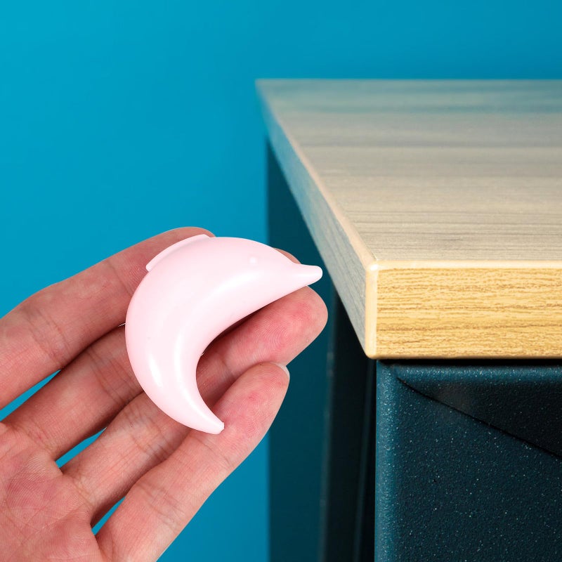 Soft Pink Dolphin Table Corner Protectors 8Pcs Adhesive Edge Covers for Baby Safety Furniture Protection - Image 4