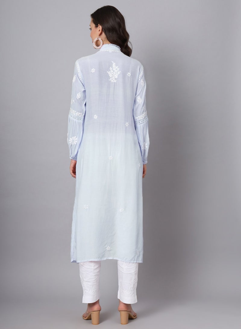Alaya Women Hand Embroidered Chikankari Cotton Kurta-AL3888  - Image 2