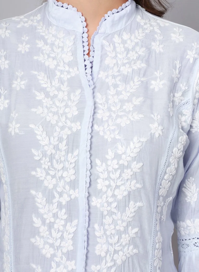 Alaya Women Hand Embroidered Chikankari Cotton Kurta-AL3888