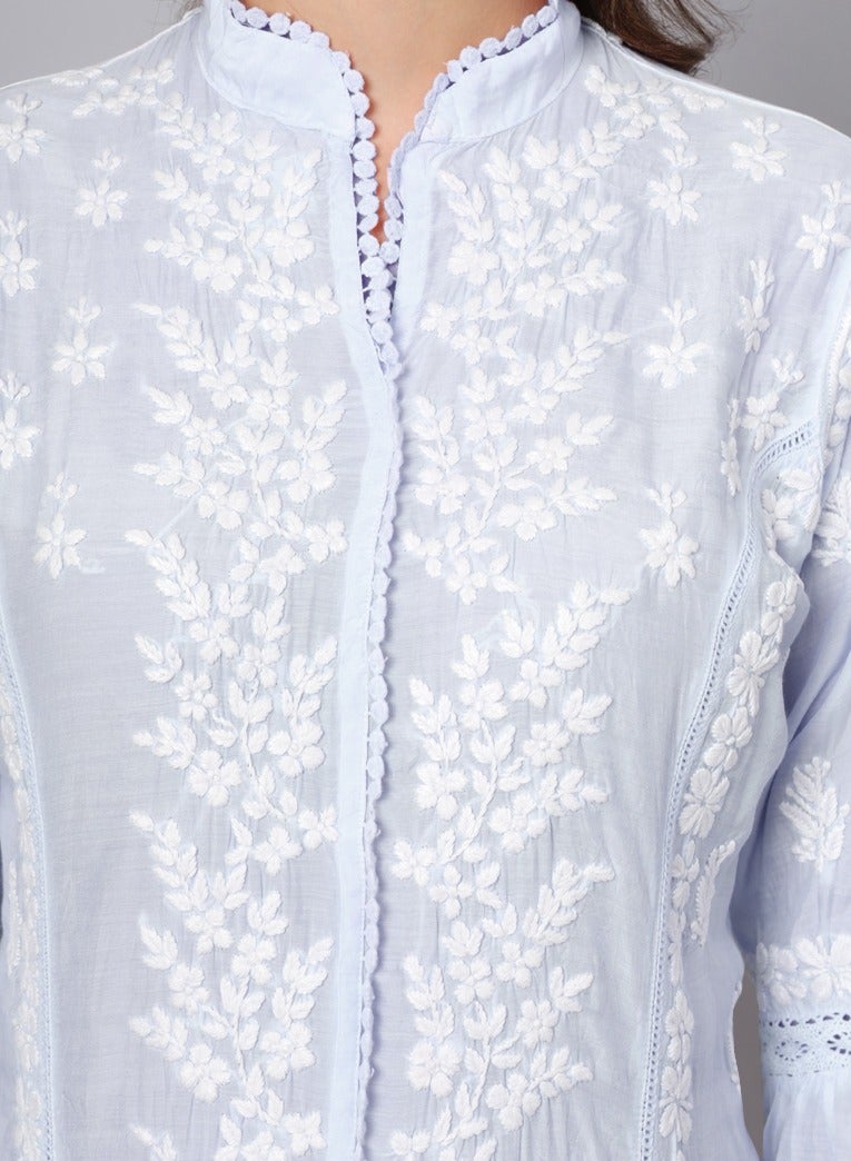 Alaya Women Hand Embroidered Chikankari Cotton Kurta-AL3888  - Image 5